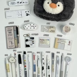 Combo Đồ Dùng Học Tập Monochrome Black & White – Bộ Văn Phòng Phẩm Cánh Cụt Penguin Edition Cao Cấp