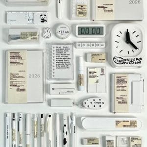 Combo Đồ Dùng Học Tập White Minimalist 2026 – Bộ Dụng Cụ Học Tập & Lập Kế Hoạch Toàn Diện