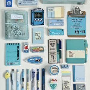Combo Đồ Dùng Học Tập Blue Ocean Aesthetic – Bộ Văn Phòng Phẩm "Tone-Sur-Tone" Cao Cấp 25 Món